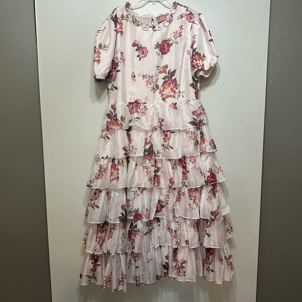 JessaKae Wild Rose Tiered Midi Dress, size 1X
